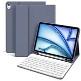 KVTVOU Tastatur Hülle für iPad Air 11 Zoll (2026 2025 2024), iPad Air 5. / 4. Generation (10,9 Zoll 2022 2020), Magnetisch Bluetooth Tastatur, QWERTZ-Layout, Weiche Stoßfeste TPU-Hülle, Violett