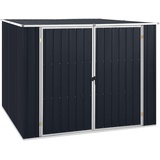 Hovothy Gerätehaus 195x198x159 cm Gartenschrank Wetterfest Geräteschuppen Stahl Gartenhaus Metall Fahrradunterstand Kaminholzregal Blechhütte Anthrazit