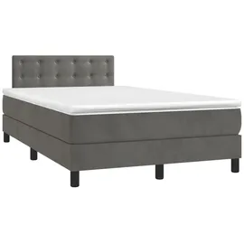 vidaXL Boxspringbett mit Matratze & LED Dunkelgrau 120x200 cm Samt