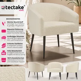 Tectake tectake® Sessel Mysig beige, dicke Polsterung mit Bouclé-Bezug,