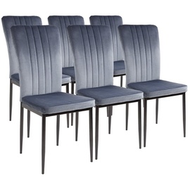 Albatros Esszimmerstühle mit Samt-Bezug 6er Set MODENA, Grau - Stilvolles Vintage Design, Eleganter Polsterstuhl am Esstisch - Küchenstuhl oder Stuhl