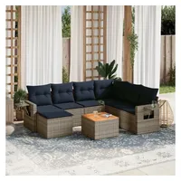 vidaXL Gartensofa-Set 8-tlg. grau Polyrattan