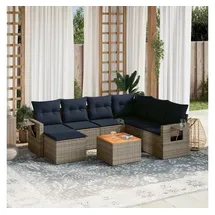 vidaXL Gartensofa-Set 8-tlg. grau Polyrattan