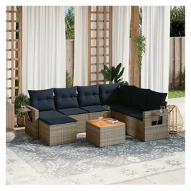 vidaXL Gartensofa-Set 8-tlg. grau Polyrattan