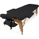 Wiltec Massageliege 2 Zonen schwarz klappbar und höhenverstellbar mit Kopfstütze und Armauflage Kosmetikliege Massagebank Massagetisch Mobile Massage Liege