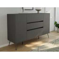 Design Sideboard Kommode Lovo 155cm Greifraum 3 SoftClose 2 Türen Grafit