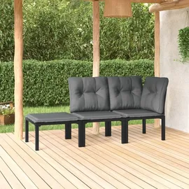 vidaXL Garten-Lounge-Set 3-tlg. schwarz/grau