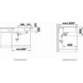 Blanco Delta II schwarz + Excenterbetätigung + InFino