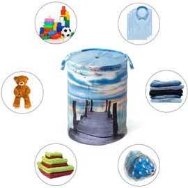 Sanilo Wäschekorb »Sunset« kräftige Farben, samtweiche Oberfläche, mit Deckel blau