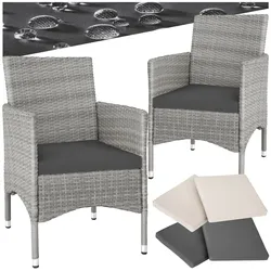 tectake® 2er Set Rattanstuhl, widerstandsfähig, 2 Bezugssets, 59 x 57 x 85 cm