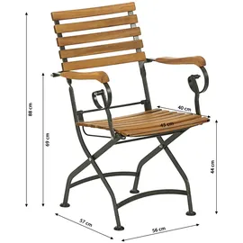 Dehner Klappsessel Tegernsee, ca. 88 x 57 x 56 cm, FSC® - zertifiziertem Akazienholz / Stahl, natur / schwarz