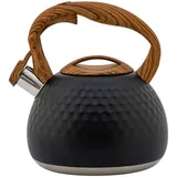 2.8L Flötenkessel Induktion, Retro Pfeifkessel Gasherd Wasserkessel Edelstahl Teekessel mit Griff Pfeifkessel Induktion Pfeifender Wasserkocher für Tee Kaffee, Whistling Kettle für alle Kochplatten