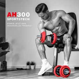 Sportstech Hantel AH300 2in1 Set Kurzhanteln 30 kg abnehmbare Silikonüberzüge schwarz|grau|rot