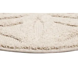 Esprit Outdoorteppich »Shake, ESP54232« rund 2 mm Höhe Hoch-Tief-Effekt, Blume des Lebens - Motiv, uni, robust, Terrasse beige