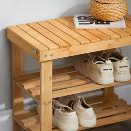 SoBuy Schuhbank 50 x 45 x 50 cm naturbelassen / Bambus