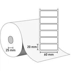 Versandetiketten für eBay Fulfillment - Primarigo® OPAK TD (Thermo Top) 60 mm x 20 mm / weiß / permanent / 25 mm Kern / 3.100 Etiketten je Rolle / gestanzt MKZ 31151