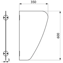 Delabie Urinal-Schamwand AZA Edelstahl 1.4301 satiniert