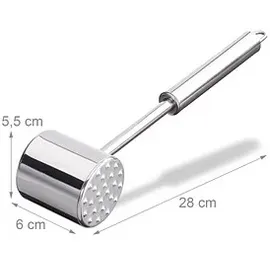 Relaxdays Fleischklopfer Edelstahl 28 cm silber