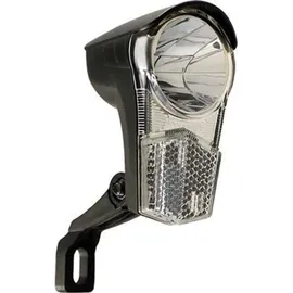 Büchel 50170 Dynamo-Scheinwerfer Frontlicht Uni LED, 15 Lux, Frontleuchte + Halterung, Schalter, schwarz - Schwarz