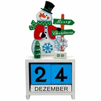 Adventskalender aus Holz, Holzblockkalender Würfelkalender Tischkalender Weihnachte, Countdown bis Weihnachten, Adventskalender ohne Befüllen (Schneemann)