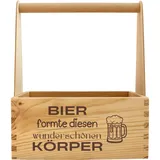 Geschenkissimo Bier formte diesen Körper - Bierträger für 6 Bierflaschen - Lustiges Geschenk für Vatertag, Geburtstage, Grillfeste - Flaschenträger aus Holz, Geschenkidee