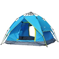 Outsunny Campingzelt Sekundenzelt Pop Up Zelt Strandzelt Automatisch 3-4 Personen (Blau+Gelb)