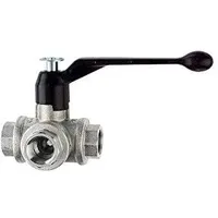 Riegler 3-Wege-Kugelhahn, T-Bohrung, Messing vernickelt, Rp 1 1/2, DN