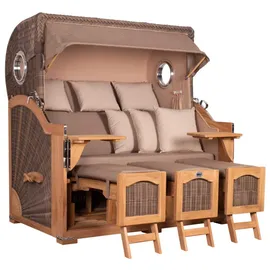 Mr. Deko Strandkorb Düne Grande XXL Bullauge Teak PE grey Dessin 534