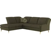 sit&more Ecksofa »Orient L-Form«, inkl. 2 Zierkissen mit Strass-Stein, goldfabene Metallfüße grün