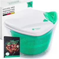 Freegreen freegreen® Germany Salatschleuder [5L] mit patentierten Zugmechanismus, Siebeinsatz