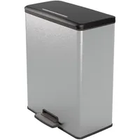 Curver DECO BIN Mülleimer, Kunststoff, Silber metallic, 65L