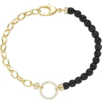 GIORGIO MARTELLO MILANO Armband mit schwarzen Achat-Kugeln und Zirkonia,
