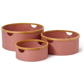Lumaland Aufbewahrungsbox 3er Set rund 45 x 20 cm, 38 x 16 cm, 30 x 12 cm rosa