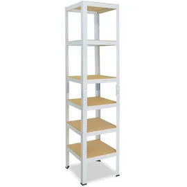 shelfplaza Schwerlastregal Metall 155x40x40 cm weiß 6 Böden 145 kg Traglast pro Boden