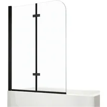 EMKE Emke, - Duschwand für Badewanne Mattschwarzer Badewannenfaltwand 2-teilig Faltbar 110x140cm Badewannen-duschwand 6mm Nano-glas