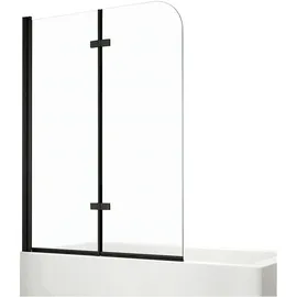 EMKE Emke, - Duschwand für Badewanne Mattschwarzer Badewannenfaltwand 2-teilig Faltbar 110x140cm Badewannen-duschwand 6mm Nano-glas
