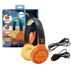 Lexibook Basketball 2-in-1 Bluetooth- und kabelgebundene Kopfhörer mit Mikrofon und Steuerungstaste, faltbar und verstellbar, wiederaufladbarer Langzeitakku, HPBT010BA