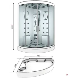 AcquaVapore Dusche Duschkabine D26-EH-EC-EA Duschtempel Sauna 130x130 cm MIT 2K Scheiben Versiegelung