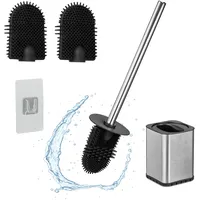 Relaxdays Toilettenbürste Wandmontage, zum Kleben, HBT: 40 x 9,5