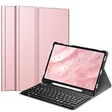 Fintie Tastatur Hülle für Samsung Galaxy Tab S9 FE 10.9 Zoll/Tab S9 11 Zoll 2023 Tablet, Keyboard Cover mit Magnetisch Abnehmbarer Deutscher Bluetooth Tastatur, Roségold