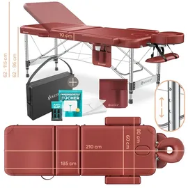 Kesser KESSER® Massageliege klappbar & höhenverstellbar 3 Zonen Massagebett Massagetisch Kosmetikliege Therapieliege Aluminium + 10x Gesichtsauflage mit Kopfstütze Armlehnen & Tasche