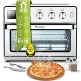 TurboTronic digitaler Heißluftofen - XXL 32 Liter mit Drehspieß für Hähnchen 5 in1 Mini Backofen, Dörrer & Power Heißluftfritteuse Airfryer ab 2