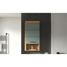 WELLTIME Hängeschrank WELLTIME "SIENA, Breite 37cm, 1 Tür, 1 offenes Fächer, 1 Einlegeboden, MDF-Front", grün (eiche, salbei), B:37cm H:79cm T:24cm, Holzwerkstoff, Schränke, Hängeschrank, in verschiedenen Farben erhältlich, Badmöbel, Badschrank, Schrank, Bad