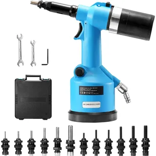 Vevor Druckluftnietgerät, pneumatisches Druckluftnietgerät, 20,2 kN Zugkraft, Blindnietpistolen-Werkzeugsatz, Hochleistungs-Lufthydraulik-Nietpistole für Mechanikerwerkzeuge, Bau, Heimwerker – mit