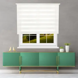 Wellhome Polyester Tag/Nacht Rollo 160 x 180 cm (Breite x Höhe) Cremeweiß