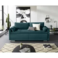 Schlafsofa INOSIGN "Berlin" Sofas Gr. B/H/T: 222cm x 99cm x 98cm, Material Bezugsstoff, Funktion, blau (petrol) mit Boxspringaufbau, Bettfunktion & Bettkasten, Dauerschlafsofa