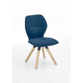Niehoff Sitzmöbel Merlot Design-Stuhl Stativ-Gestell Massivholz/Stoff Venice 180° Drehbar mit Rückho - Blue Bianco Massiv - 48