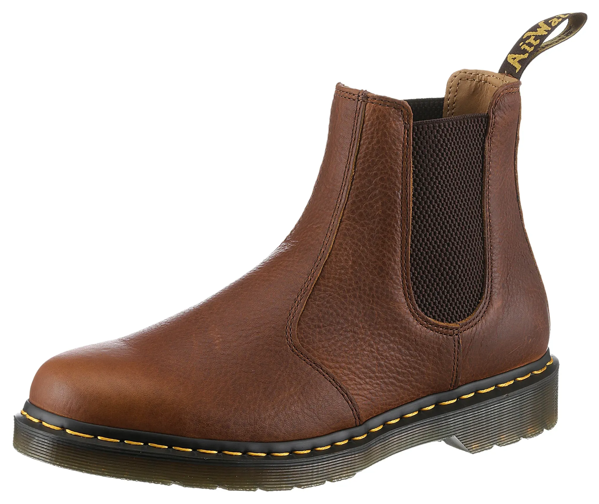 Chelseaboots DR. MARTENS "2976 schmale Form", Herren, Gr. 38, braun (cognac), Leder, Elastischer Einsatz, unifarben, klassisch, Schuhe, Schlupfstiefel, Stiefelette mit Stretch-Einsätzen