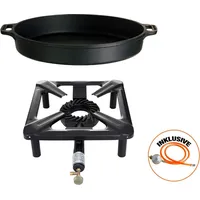 Paella World Hockerkocher Set: mit Gusseisenpfanne + 40 cm