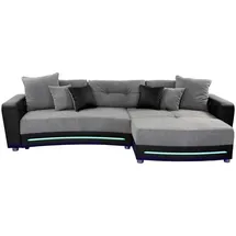 luma-home Multimedia-Ecksofa Couch mit RGB-LED Bluetooth Soundsystem USB in Grau / Schwarz